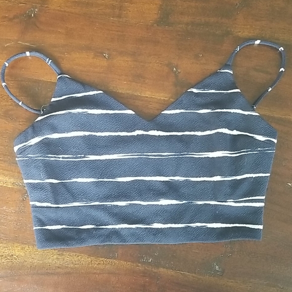 Navy with white stripe crop top - Picture 1 of 3